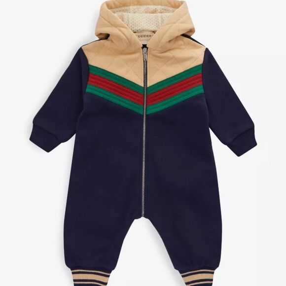 Brand new with tags  GUCCI
Quilted-hood cotton-jersey romper 9/12months - Picture 1 of 9